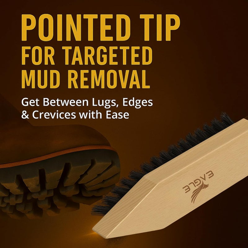 Eagle Heavy-Duty Boot & Cleat Brush – Tough Bristle Scrubber for Muddy Boots, Football Cleats & Golf Shoes – Rugged Cleaning Tool for Soles, Treads & Outsoles – Wood Handle, Outdoor-Ready - Image 4